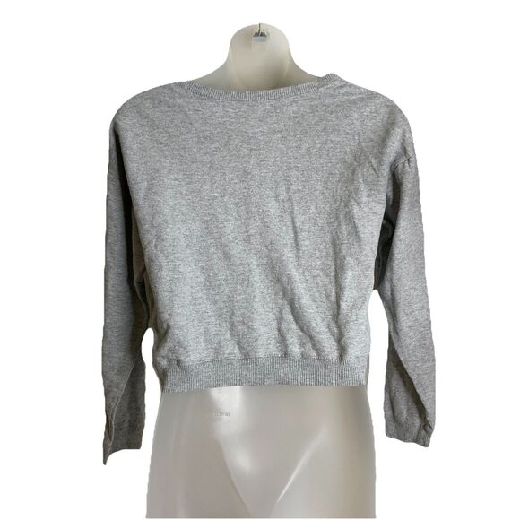 HARVARD UNIVERSITY Girls Cropped Sweatshirt Crewneck School Seal Logo Gray 14/16 - Picture 7 of 8